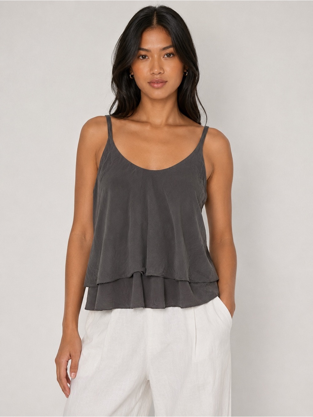 Aritzia Babaton 100% Silk Tiered Tank Top | Size Small